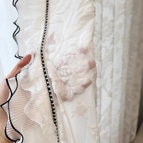 CERTNKI Weiße Stickerei Sheer Vorhänge Elegante Voile Transparente Vorhänge Mit Geschliffenen Kanten Vorhänge Für Küche Schlafzimmer Wohnzimmer,Hook up,H244xB200cm von CERTNKI