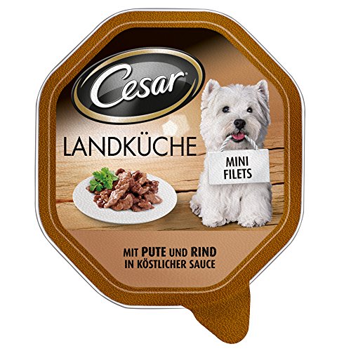 Cesar Landküche Hundefutter Pute und Rind in köstlicher Sauce, 14 Schalen (14 x 150 g) von CESAR