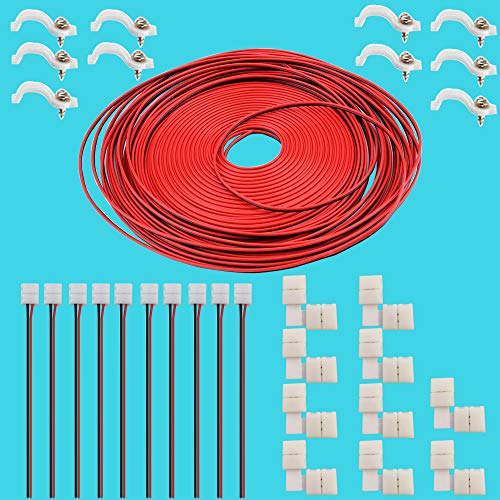 3528 2-poliges LED-Streifen-Anschlusskit - 8 mm LED-Anschlusskit Enthält 10 x LED-Streifen-Anschlusspigtail, 10 x L-förmige Steckverbinder, 32,8 ft Verlängerungskabel, 20 x LED-Streifen-Clips 3528 2-poliges LED-Streifen-Anschlusskit - 8 mm LED-Anschlusskit Enthält 10 x LED-Streifen-Anschlusspigtail, 10 x L-förmige Steckverbinder, 32,8 ft Verlängerungskabel, 20 x LED-Streifen-Clips von CESFONJER