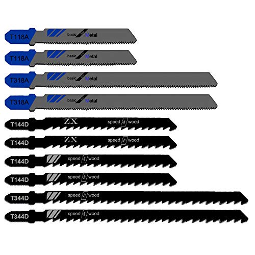 CESFONJER 10 Stück Jigsaw Klingen Set mit Storage Tube. Stichsägeblatt zum Schneiden optimiert für das Schneiden von Metall, Holz, PVC und Kunststoff. von CESFONJER