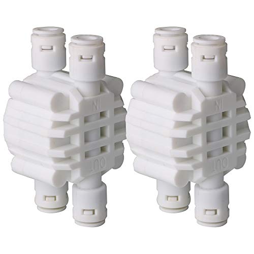 CESFONJER 2 Pcs 1/4" Auto Shut-Off 4-Wege-Ventil mit Steckanschlüssen, passend RO Umkehrosmose Pure-Wasserfiltersystem von CESFONJER