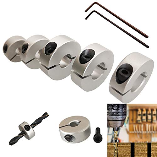 CESFONJER 5 tlg Aluminiumlegierung Tiefenanschlagringe Set Stellungsregler Ring Positionierer HSS-Locator Tiefenbegrenzer Tiefenstop Dübeln 6mm/8mm/10mm/12mm/14mm CESFONJER 5 tlg Aluminiumlegierung Tiefenanschlagringe Set Stellungsregler Ring Positionierer HSS-Locator Tiefenbegrenzer Tiefenstop Dübeln 6mm/8mm/10mm/12mm/14mm von CESFONJER