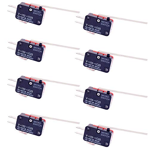 CESFONJER 8 Stück V-153-1C25 Mikro-Endschalter, lang, gerad, Hebelarm, SPDT-Schnappfunktion, Set für Arduino-Projekte CESFONJER 8 Stück V-153-1C25 Mikro-Endschalter, lang, gerad, Hebelarm, SPDT-Schnappfunktion, Set für Arduino-Projekte von CESFONJER