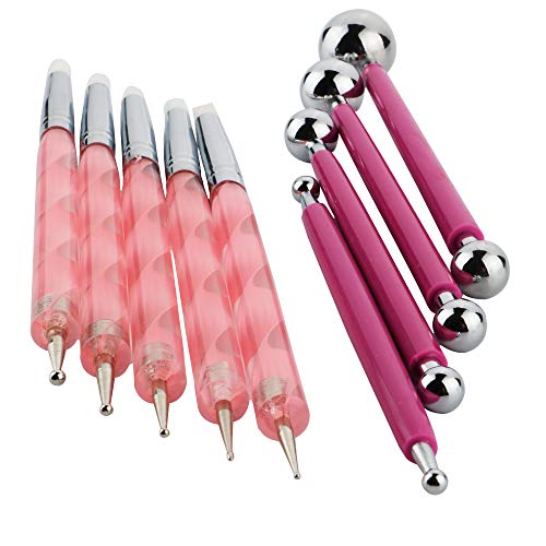 CESFONJER 9 Stück Metallkugel Stylus, Nail Pen, Edelstahl DIY Clay Ceramics Töpferei Bildhauerei Werkzeug,Modellierung Werkzeug Set. von CESFONJER