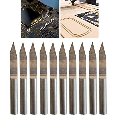 CESFONJER CNC Gravierstichel, 3,175 mm 30 ° Carbide Gravur Bit, 0,2 mm, Spitze Gravur Messer CNC-Router-Tools für Leiterplatte (10er Pack) von CESFONJER
