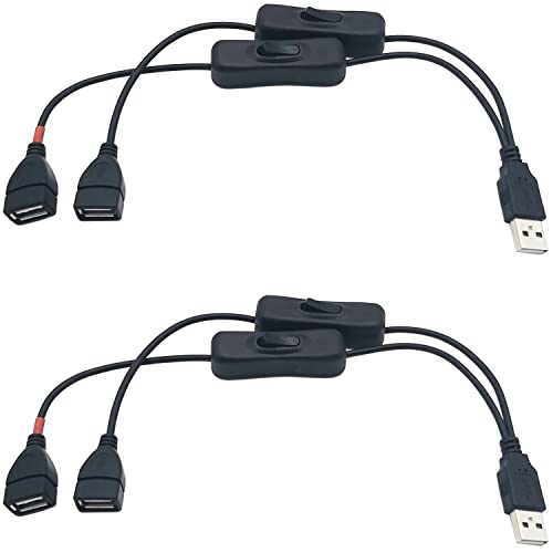 CESFONJER USB Schalter, 2 Pcs 30cm USB-Verlängerungskabel mit Doppelschalter, unterstützt Daten und Stromzufuhr, kompatibel mit USB-Headset, USB-Schreibtischlampe, USB-Ventilator usw. von CESFONJER