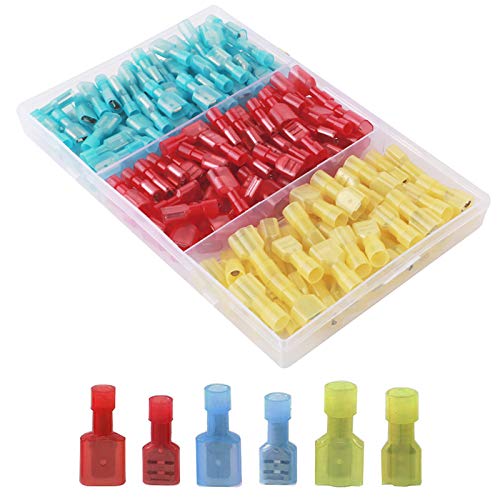 CESFONJER160 Pcs kfz flachstecker | kabel steckverbinder | Männlich/Weiblich Nylon Drahtklemmen Stecker | Vollisoliertes Schnellverbinder Kit (30 Paar Rot, 30 Paar Blau, 20 Paar Gelb) von CESFONJER