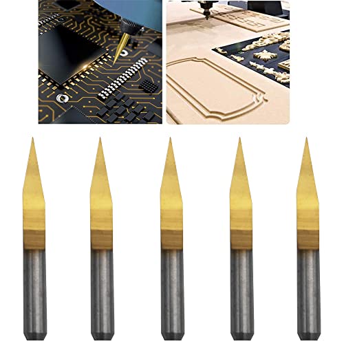 Gravierstichel, CESFONJER Titanium beschichtete Gravur CNC Bit, Hartmetalls PCB Gravieren CNC Router Bit-Tool 20 Grad 0.1mm Tip (5 Pcs) von CESFONJER