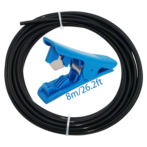 Teflonschlauch, CESFONJER Schwarzes Extruder-Führungsrohr (8 m, 2 mm Innendurchmesser x 4 mm Außendurchmesser) + blauer PTFE-Schlauchschneider für Creality Ender 3/Pro 1,75 Filament 3D-Drucker von CESFONJER