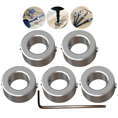 Tiefenanschlagringe Set,CESFONJER Tiefenbegrenzer Bohrer Ring Positionierer(ID:10mm,5 Stück）, mit Sechskantschlüssel für Bohrer Holzbearbeitung von CESFONJER