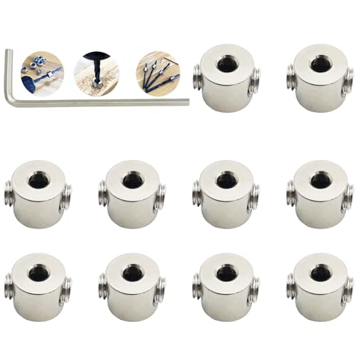 Tiefenanschlagringe Set,CESFONJER Tiefenbegrenzer Bohrer Ring Positionierer(ID:3mm,10 Stück）, mit Sechskantschlüssel für Bohrer Holzbearbeitung von CESFONJER