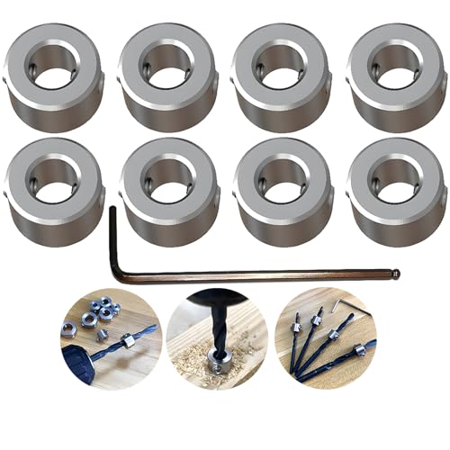 Tiefenanschlagringe Set,CESFONJER Tiefenbegrenzer Bohrer Ring Positionierer(ID:6mm,8 Stück）, mit Sechskantschlüssel für Bohrer Holzbearbeitung von CESFONJER