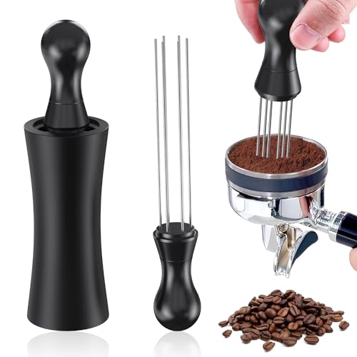 CESHUMD Wdt Tool, Aluminium Wdt Tool Espresso mit Ständer, Kaffee Distributor mit 6 Feinen Nadel 0.35mm, Kaffee Tamper Espresso Nadel, Kaffee Zubehö für Cafes und Kaffeeliebhaber von CESHUMD