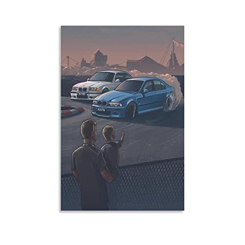 Auto-Drift-Poster BMW E36 vs E39, dekoratives Gemälde, Leinwand, Wandposter und Kunstbild, modernes Familien-Schlafzimmer, 60 x 90 cm von CETE