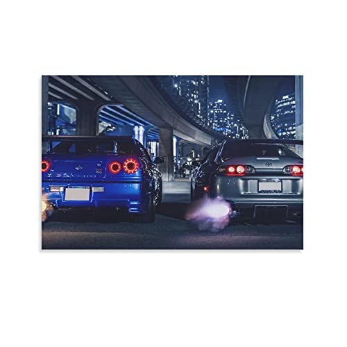 JDM-Auto-Poster Nissan R34 Gtr und Supra Mk4 Poster, dekoratives Gemälde, Leinwand, Wandposter und Kunstbild, modernes Familien-Schlafzimmer, Dekoration, Poster, 50 x 75 cm von CETE