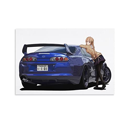 JDM Style Auto-Poster Supra MK4 und sexy Anime Girl Poster Dekorative Malerei Leinwand Wandposter und Kunstbild Druck Moderne Familie Schlafzimmer Dekor Poster 60 x 90 cm von CETE