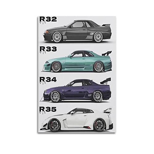 Legend Jdm Auto-Poster Nissan Gtr R32 & r33 & r34 & r35 Poster Dekorative Malerei Leinwand Wandposter und Kunstbild Druck Moderne Familie Schlafzimmer Dekor Poster 30 x 45 cm von CETE