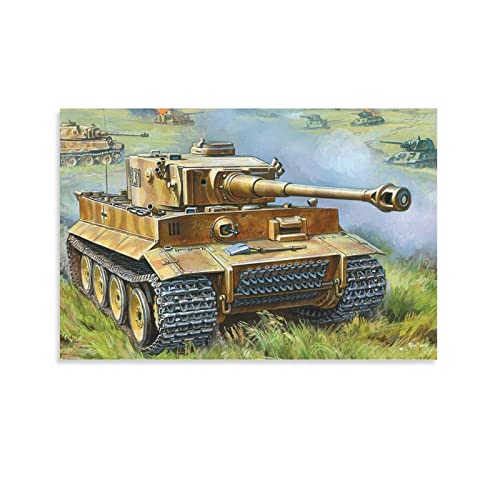 Retro-Militär-Poster, Tiger-Panzer-Kunst, dekoratives Gemälde, Leinwand, Wandposter und Kunstbild, modernes Familien-Schlafzimmer, 50 x 75 cm von CETE