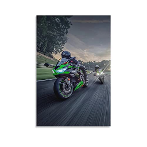 Sports Bikes Motorrad Poster Kawasaki Zx-6r Poster Dekorative Malerei Leinwand Wandposter und Kunstbild Druck Modern Familie Schlafzimmer Dekor Poster 50 x 75 cm von CETE