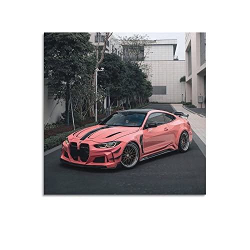 Sportwagen-Poster für BMW G82 M4 rosa Rennauto, dekoratives Gemälde, Leinwand, Wand- und Kunstbild, Familien-Schlafzimmer, Dekoration, 40 x 40 cm von CETE