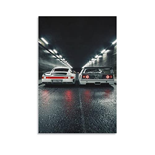 Supercar Poster Ferrari F40 und Porsche 959 Poster, dekoratives Gemälde, Leinwand, Wandposter und Kunstbild, modernes Familien-Schlafzimmer, Dekor-Poster, 40 x 60 cm von CETE