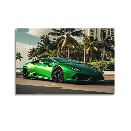 Supercar Poster für Lamborghini Huracan grünes Sportauto, dekoratives Gemälde, Leinwand, Wand- und Kunstbild, Familien-Schlafzimmer, 50 x 75 cm von CETE
