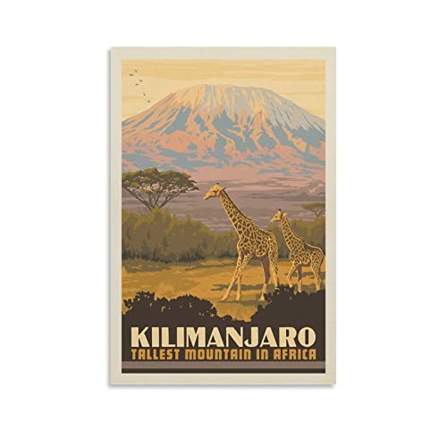 Vintage-Poster, Kilimanjaro, höchster Berg in Afrika, dekoratives Gemälde, Leinwand, Wandposter und Kunstbild, modernes Familien-Schlafzimmer, Dekor-Poster, 30 x 45 cm von CETE