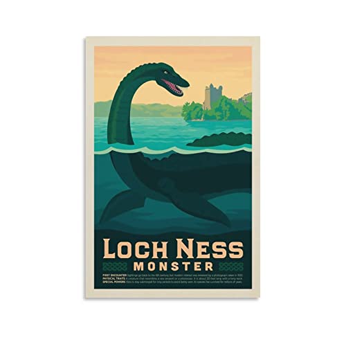 Vintage-Poster, Mythische Kreaturen, Loch Ness, Monster, dekoratives Gemälde, Leinwand, Wandposter und Kunstbild, Druck, modernes Familien-Schlafzimmer, Dekoration, Poster, 30 x 45 cm von CETE