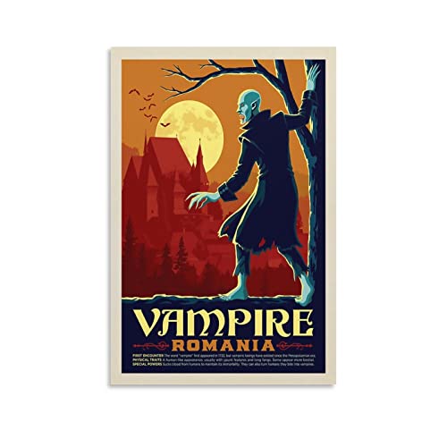 Vintage-Poster Mythische Kreaturen Vampir Rumänien Poster Dekorative Malerei Leinwand Wandposter und Kunstbild Druck Moderne Familie Schlafzimmer Dekor Poster 40 x 60 cm von CETE