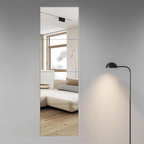 20x20cm Acryl flexible Spiegel Blätter, 4 Pack selbstklebende Spiegel Fliesen Quadrat Cuttable Spiegel Wandaufkleber, Nicht-Glas-Spiegel-Aufkleber Sicherheit reflektierenden Spiegel für DIY Handwerk von CEUQIESO