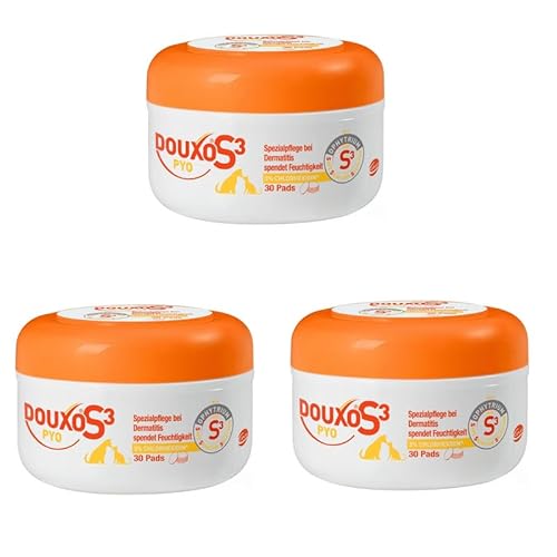 CEVA Douxo S3 Pyo Pads | 3er Pack | 3 x 30 Stück | Reinigungspads für Hunde und Katzen | Zum Reinigen der Haut | Bei bakteriellem und/oder hefebedingtem Ungleichgewicht von Ceva
