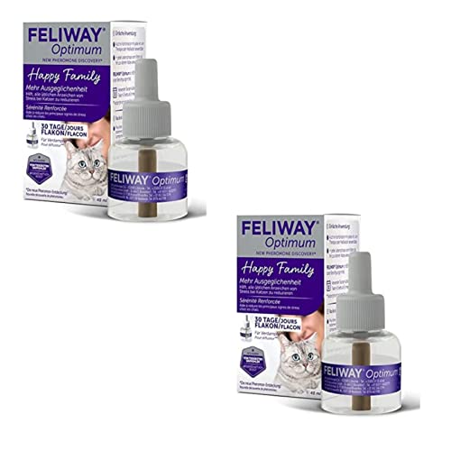 Ceva Feliway Optimum 30-Tage Nachfüllflakon | Doppelpack | 2 x 48 ml | Kann hilfreich Sein um Stress bei Katzen zu reduzieren | Für Jede Lenbensphase geeignet von Ceva