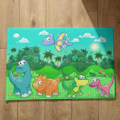 CEVAN Fußmatte Süß Fussmatte XXL Dinosaurier Schmutzfangmatte Außenbereich Wasserdurchlässig Fussmatte Aussen Schmal 40x60cm von CEVAN