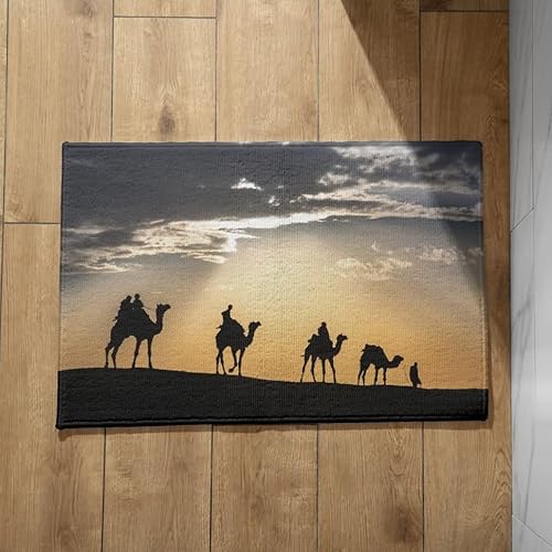CEVAN Schmutzfangmatte Tier Fussmatte Bunt Kamel In der Abenddämmerung Schmutzfangmatte Zum Waschen Fussmatte Spruch 40x60cm von CEVAN