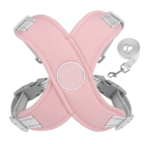 Atmungsaktives Hundegeschirr – weiches verstellbares Anti-Breakaway-Tiergeschirr mit Reflektoren, für kleine & mittelgroße Hunde (Pink, M) von CEWIFO