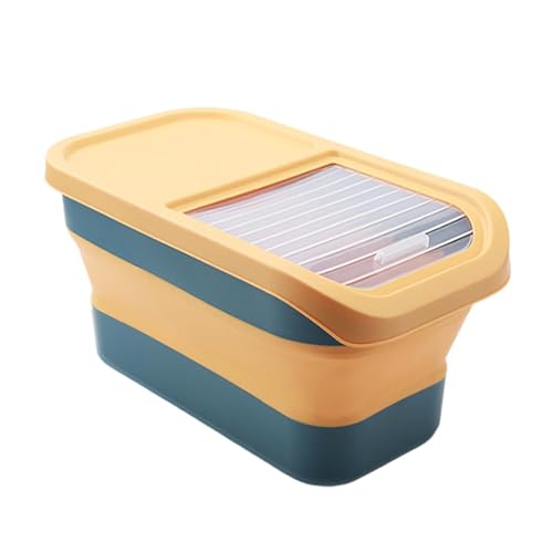 CEWIFO Hundefutter Aufbewahrung 12-15 kg luftdicht mit Klappdeckel Rädern, große faltbare Futterbox für Hund & Katze futtertonne hund (Yellow) von CEWIFO