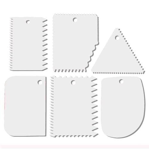 Cake Smoother Scraper, Cake Scraper Set, Dough Scraper Icing Scraper Polisher Tool, Cake Decorating Comb, Icing Smoother Plastic Sawtooth Cake Icing Kitchen Baking Cake Edge (milky white) von CEWIFO