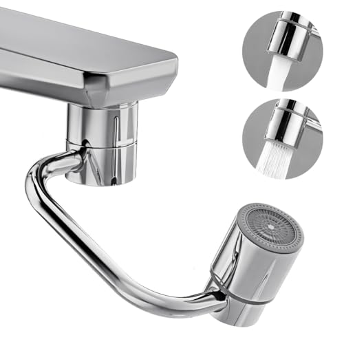 CEWROM 1440°Drehbarer Wasserhahn Verlängerung, Multifunktionaler Verlängerungshahn Wasserhahn Aufsatz mit 2-Fach Einstellbarer für Küche Bad, Schwenkbar Adapter 2 Modi von CEWROM