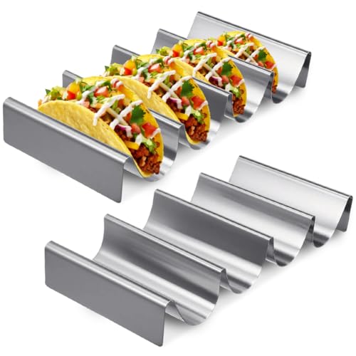 CEWROM 2 Stück Taco Halter, Tortilla Halter mit Haltegriffen, Halter Ständer in Wellenform Spülmaschinenfest & Backofenfest aus Edelstahl, Hot Dog Ständer für Halten Tacos, Sandwiches und Pfannkuchen CEWROM 2 Stück Taco Halter, Tortilla Halter mit Haltegriffen, Halter Ständer in Wellenform Spülmaschinenfest & Backofenfest aus Edelstahl, Hot Dog Ständer für Halten Tacos, Sandwiches und Pfannkuchen von CEWROM