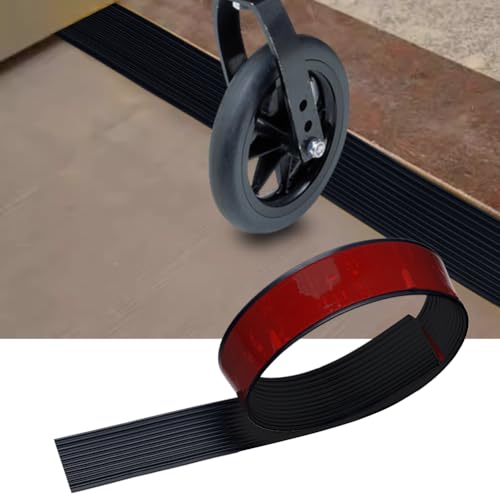 CEWROM Ausgleichsprofil, Silikon Türschwellenrampe, Übergangsprofil Selbstklebend, Rampe Türschwelle 100 x 5.5 x 1.6cm Übergangsleiste Bordsteinrampe Gummi für Türöffnungen (Schwarz, 100x5.5x1.6cm) von CEWROM