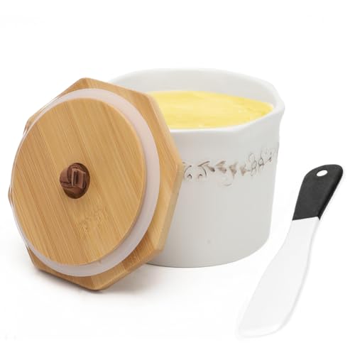 CEWROM Französische Butterdose, Keramik Butterdose mit Deckel und Buttermesser, Keramik Butterbehälter, Keramische Butterglocke für Frische und Streichfähige Butter CEWROM Französische Butterdose, Keramik Butterdose mit Deckel und Buttermesser, Keramik Butterbehälter, Keramische Butterglocke für Frische und Streichfähige Butter von CEWROM