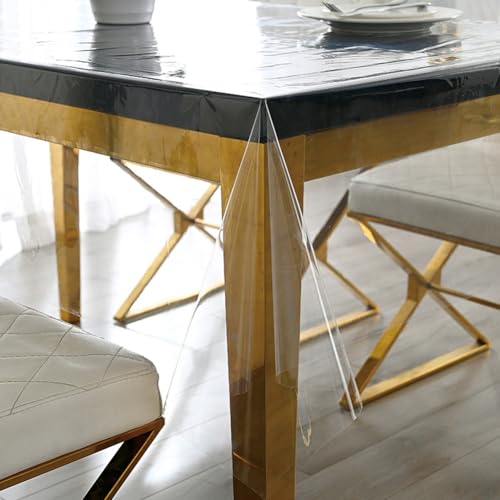 CEWROM Durchsichtige Tischdecke, Tischdecke Klarsicht Transparent 140cm Breit, Meterware 0.13 mm Stark, Wasserdicht Abwaschbar PVC Folie Fettdicht Tischschutzfolie (140x220cm) von CEWROM