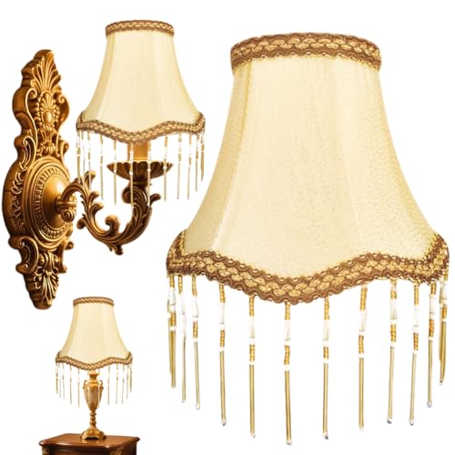 CEWROM Lampenschirm 70er Jahre, Vintage Lampenschirm Im Viktorianischen Stil Fransen, Kronleuchter Kerzenlampenschirm Hängende Fransen für Tischlampen, Stehlampen, Wandlampen von CEWROM