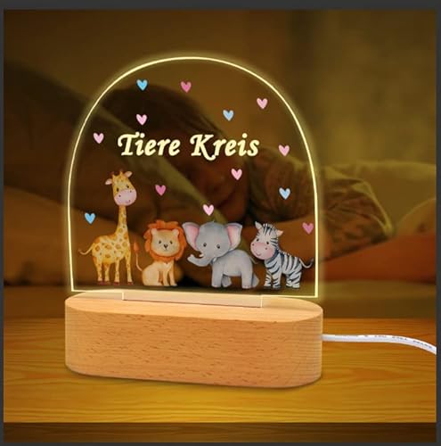 CEWROM Personalisiertes LED Nachtlicht für Kinder, Kinder-Tier-Nachtlicht, Individuelle Nachttischlampe, Baby Geschenk Junge Mädchen Taufgeschenke, Weihnachtsgeschenke für Kinder von CEWROM