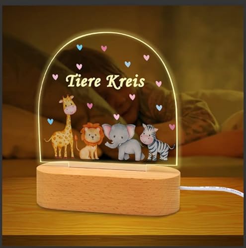CEWROM Personalisiertes LED Nachtlicht für Kinder, Kinder-Tier-Nachtlicht, Individuelle Nachttischlampe, Baby Geschenk Junge Mädchen Taufgeschenke, Weihnachtsgeschenke für Kinder von CEWROM