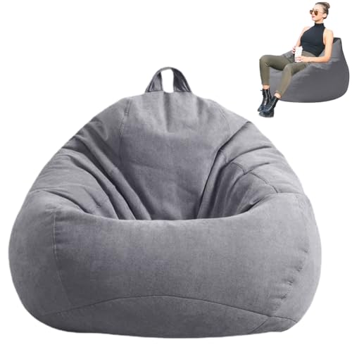 CEWROM Sitzsack Tropfenform für Erwachsene, nur Bezug (Keine Füllung), Gaming Sitzsäcke XL Giant Grey Bean Bag Chair für Outdoor Living Room Decor – Grau von CEWROM