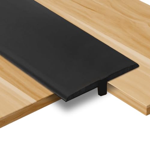 CEWROM Übergangsprofil T-Profil 300cm – Selbstklebende Übergangsleiste aus PVC – Flache Türschwellenleiste für Laminat, Fliesen & Bodenübergänge – Spaltabdeckung innen (Schwarz) von CEWROM