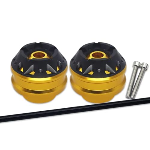 CEWSUIO Motorrad Achsgleiter Für CB750 Für Hornet 2023 2024 Motorrad Modifizierte Teile Vordere Hinterachse Gabel Crash Sliders Cap Motorrad Rad Fallen Protector(Yellow,Front) von CEWSUIO
