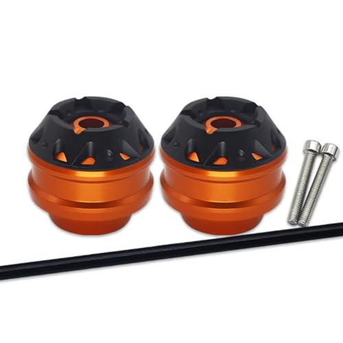 CEWSUIO Motorrad Achsgleiter Kompatibel Mit Yamaha Für YZF-R6 2017–2022 Für R1 Für R1M 2015–2022 Motorrad Vorder Und Hinterradgabel Achsschieberkappe Crash Protector Kit(Orange,Front Wheel) von CEWSUIO