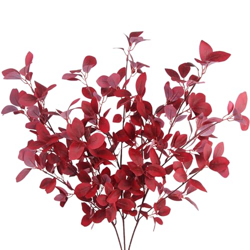 CEWUDA 3 Stück Künstliche Herbstblumen Künstlich Eukalyptus Deko 83 cm Kunstblumen Herbst wie Echt Herbststrauß Deko Zweige Herbst Blumen Herbstzweige für Vase Erntedankfest Veranda Haus Dekoration von CEWUDA